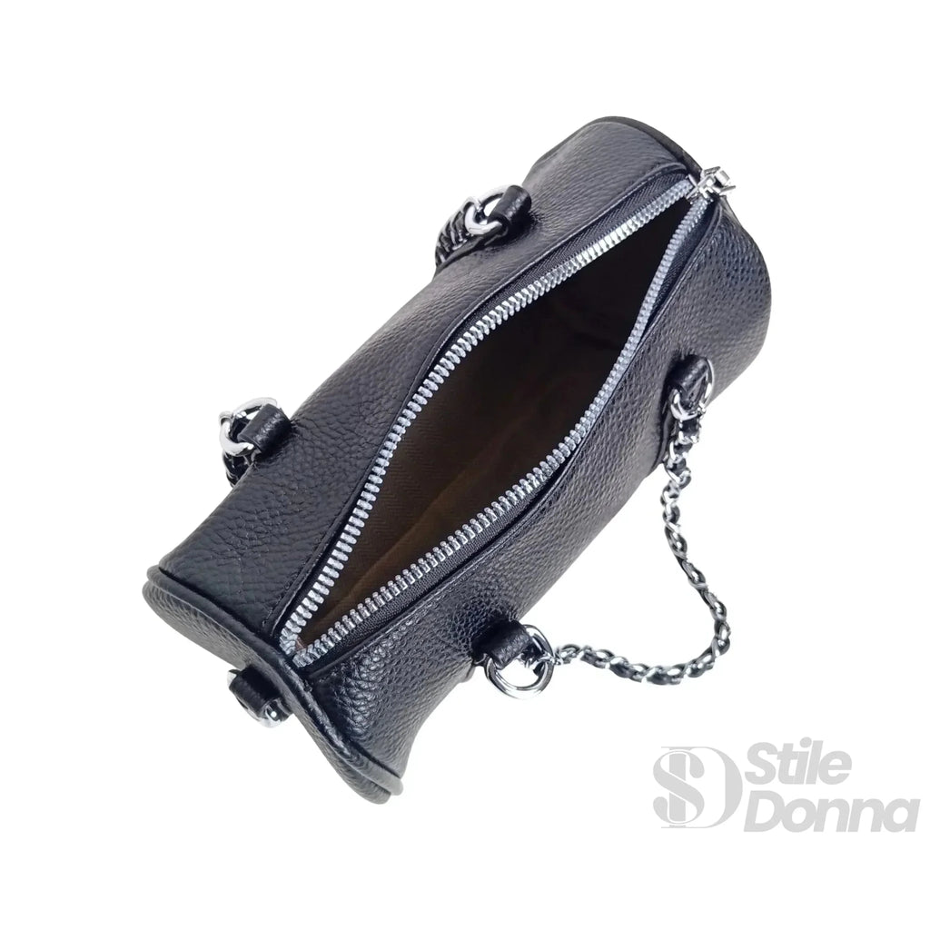 Borsa a Cilindro con Doppio Manico in Ecopelle Design Architettonico - Stile Donna Bags