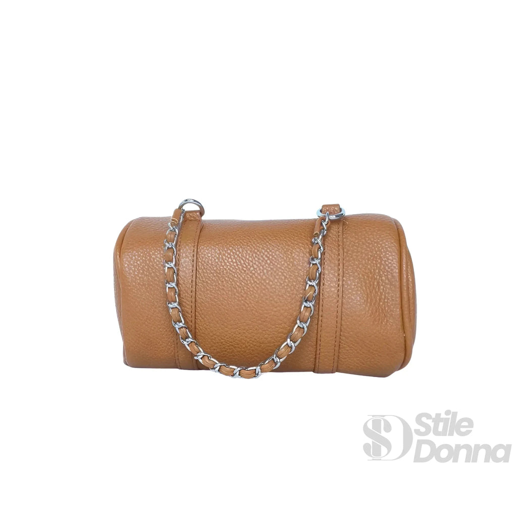 Borsa a Cilindro con Doppio Manico in Ecopelle Design Architettonico - Stile Donna Bags