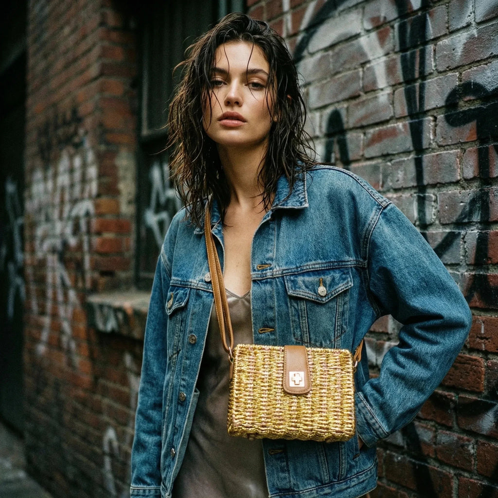 Borsa a Mano Intrecciata in Paglia Naturale - Stile Donna Bags