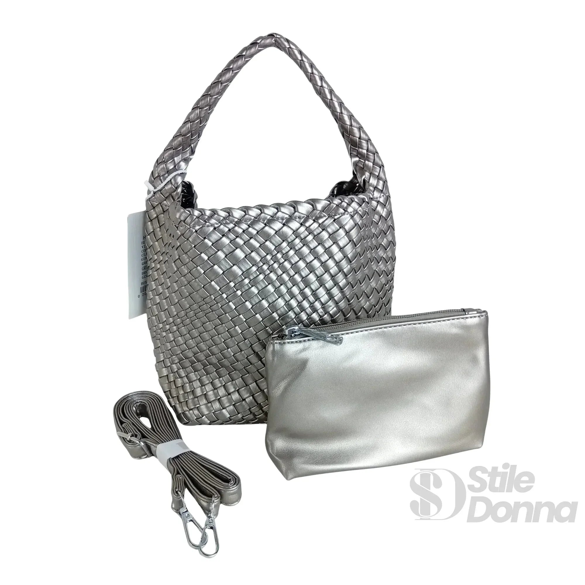 Borsa a Mano in Ecopelle Intrecciata con Tracolla Regolabile - Stile Donna Bags