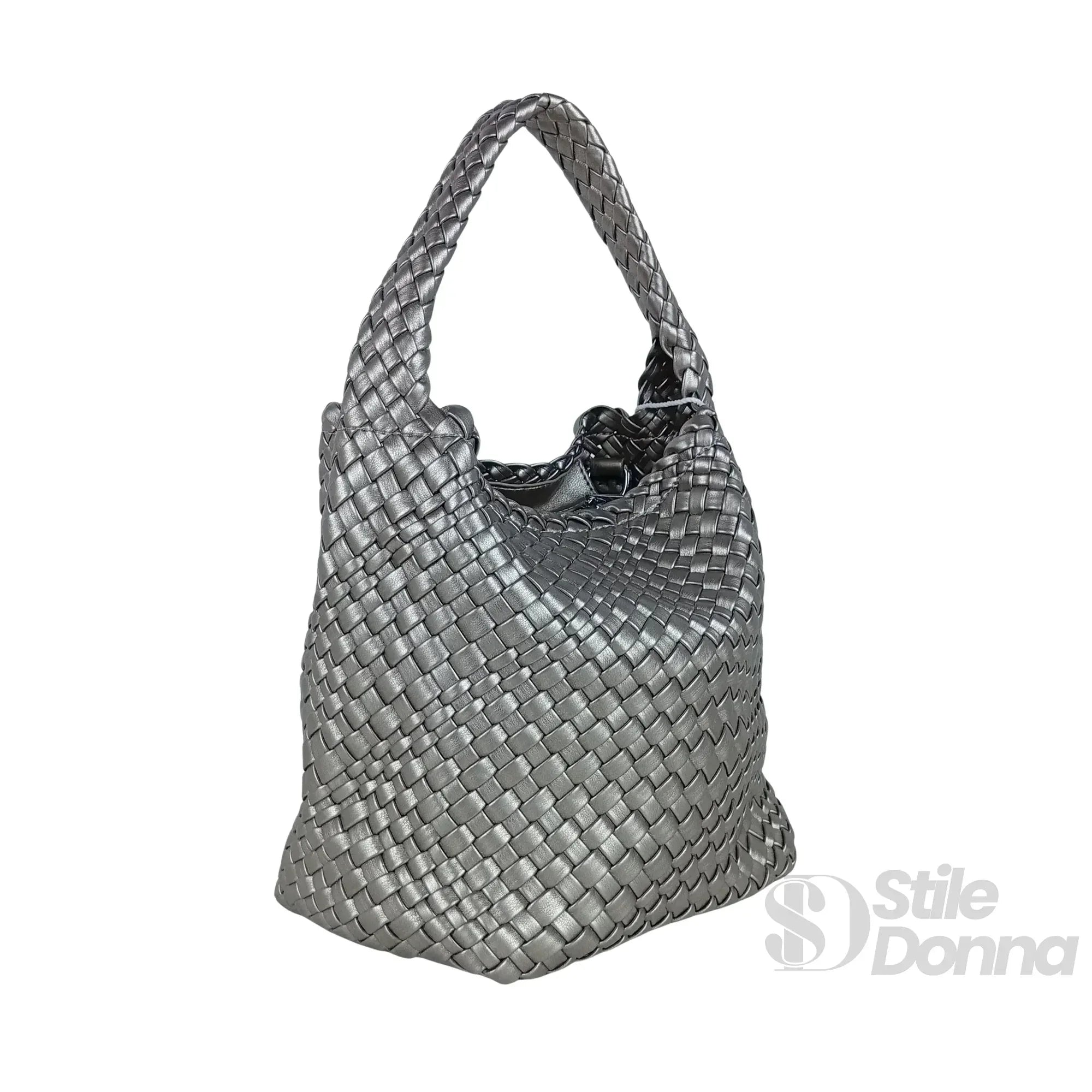 Borsa a Mano in Ecopelle Intrecciata con Tracolla Regolabile - Stile Donna Bags