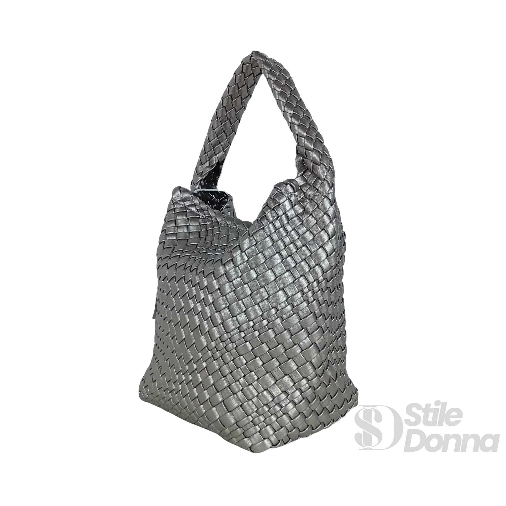 Borsa a Mano in Ecopelle Intrecciata con Tracolla Regolabile - Stile Donna Bags