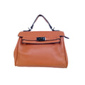 Borsa a Mano in Ecopelle Marrone con Tracolla Rimovibile - Stile Donna Bags