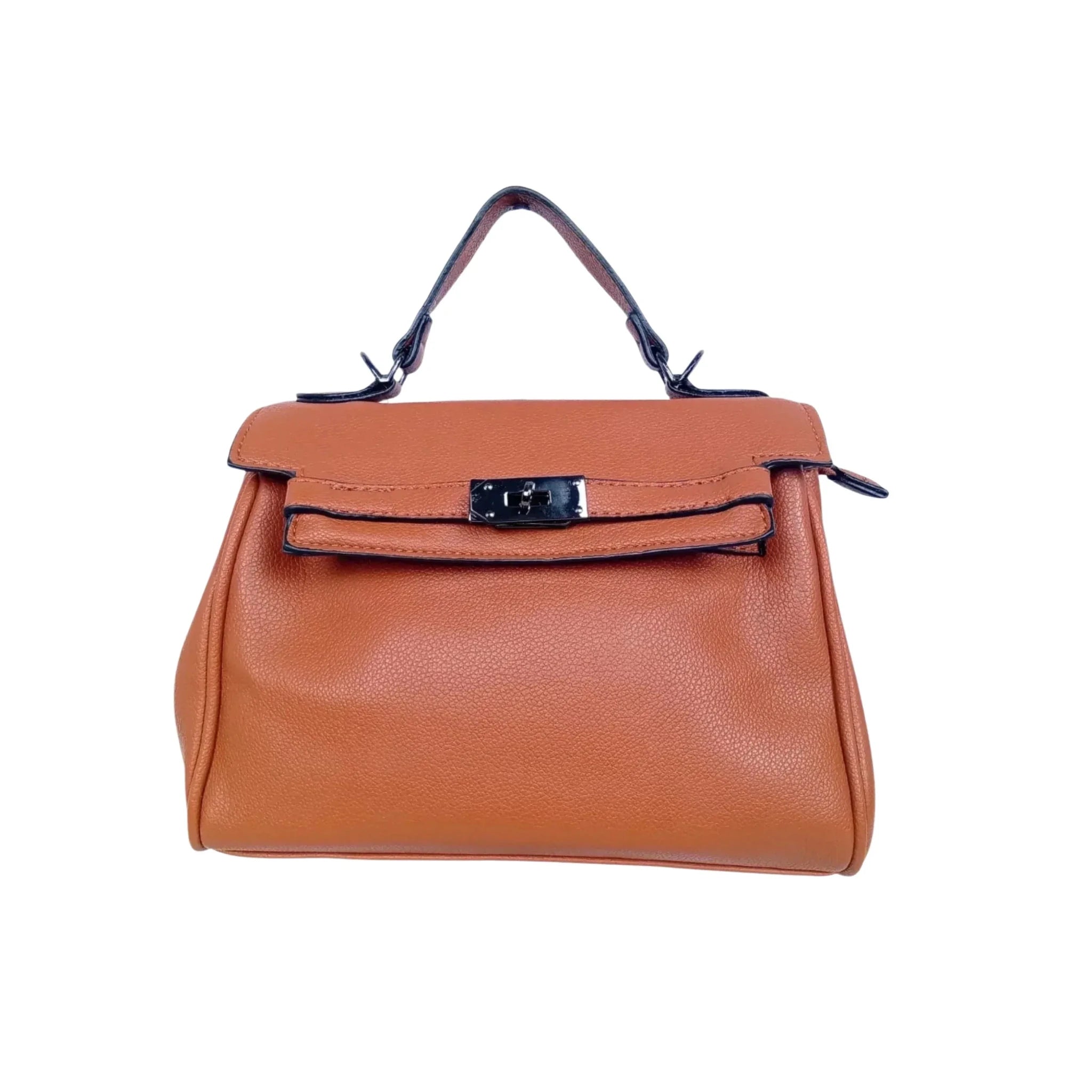 Borsa a Mano in Ecopelle Marrone con Tracolla Rimovibile - Stile Donna Bags