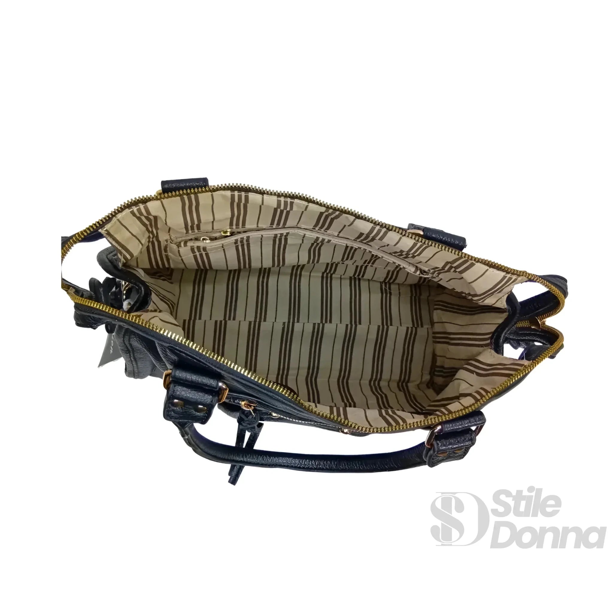Borsa a Mano in Ecopelle Nera con Hardware Dorato - Stile Donna Bags