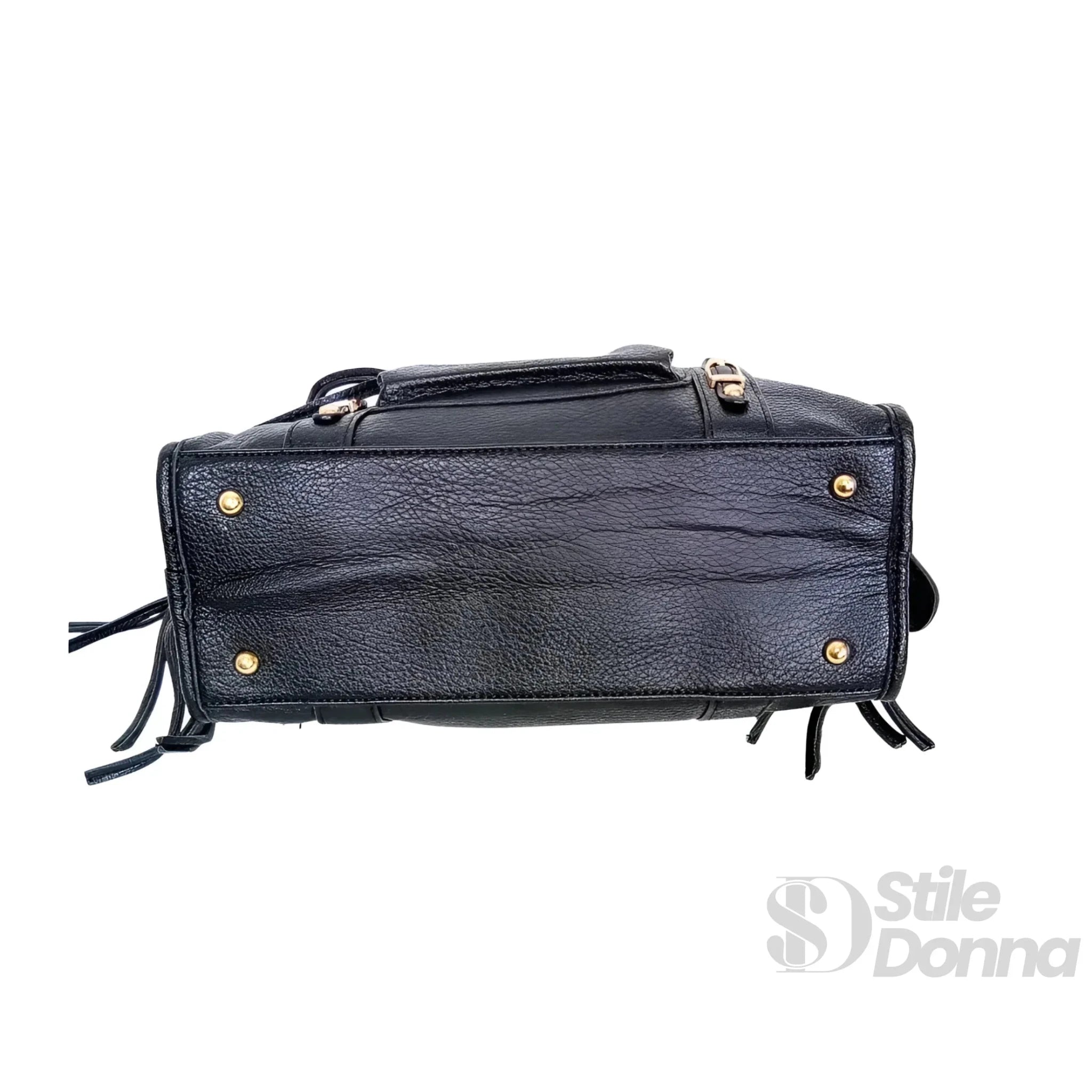 Borsa a Mano in Ecopelle Nera con Hardware Dorato - Stile Donna Bags