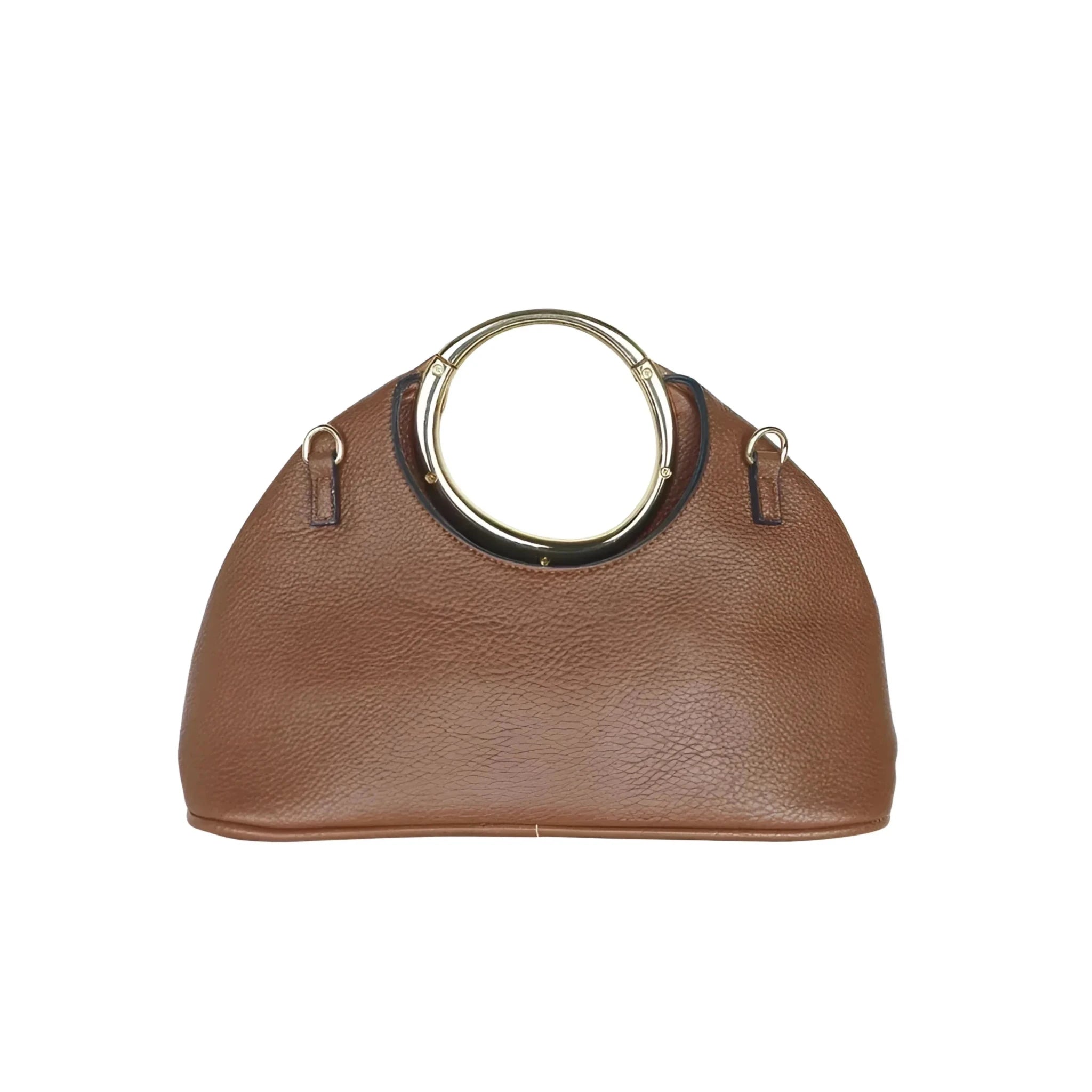 Borsa a Mano in Ecopelle con Manico Circolare Dorato - Stile Donna Bags