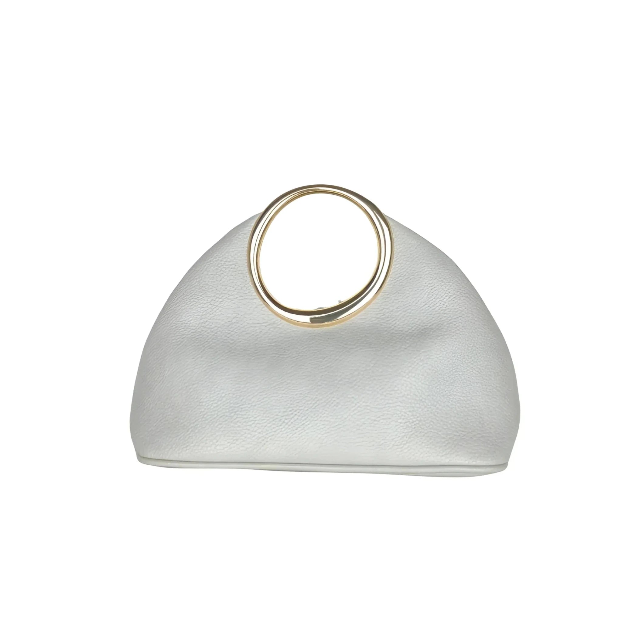 Borsa a Mano in Ecopelle con Manico Circolare Dorato - Stile Donna Bags