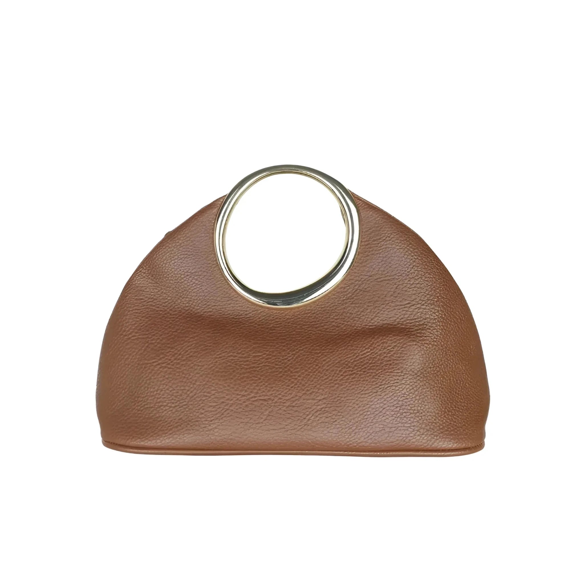 Borsa a Mano in Ecopelle con Manico Circolare Dorato - Stile Donna Bags