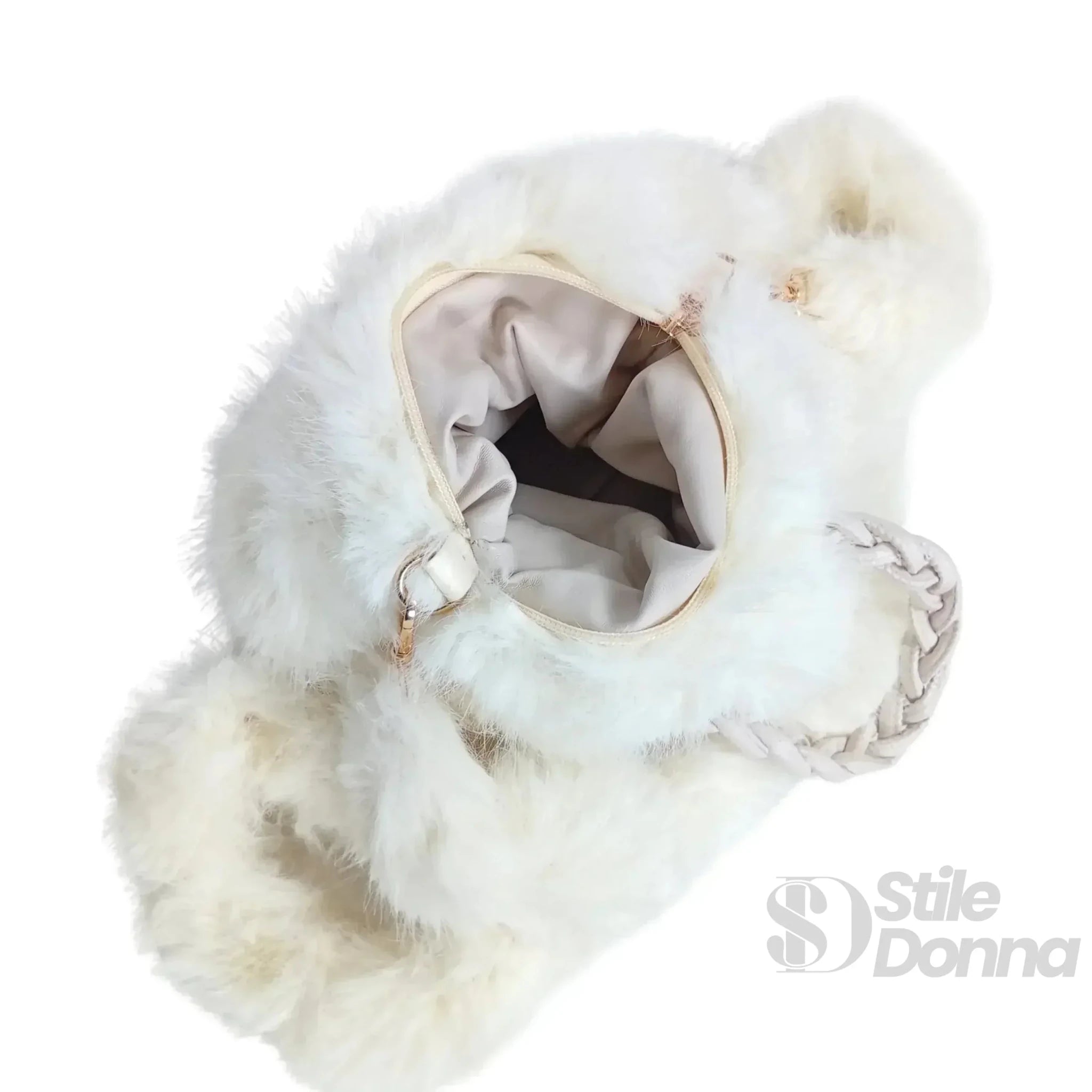 Borsa a Mano in Pelliccia Sintetica con Manico e Chiusura a Cerniera - Stile Donna Bags