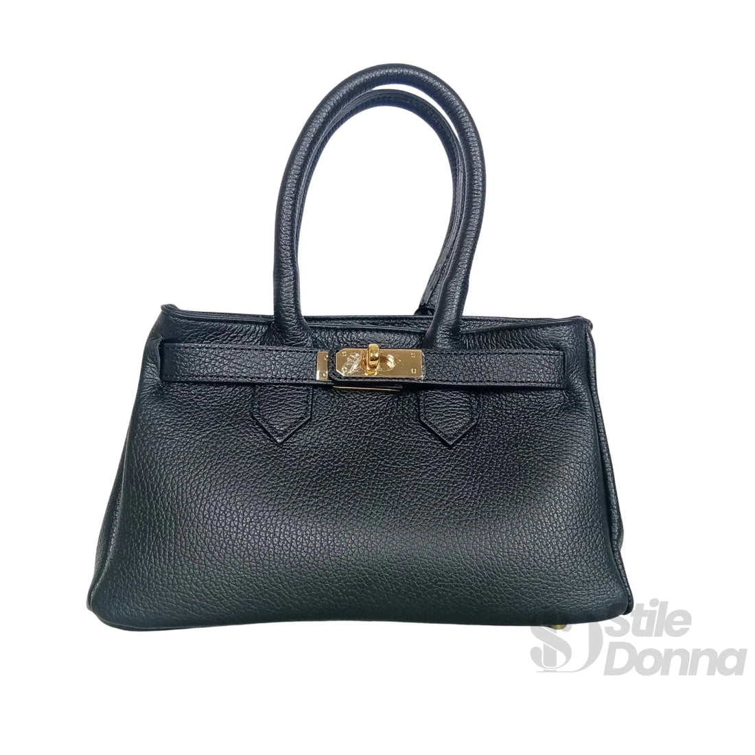 Stile Donna Bags - Handtasch aus Echtlieder mat gëllenem Hardware