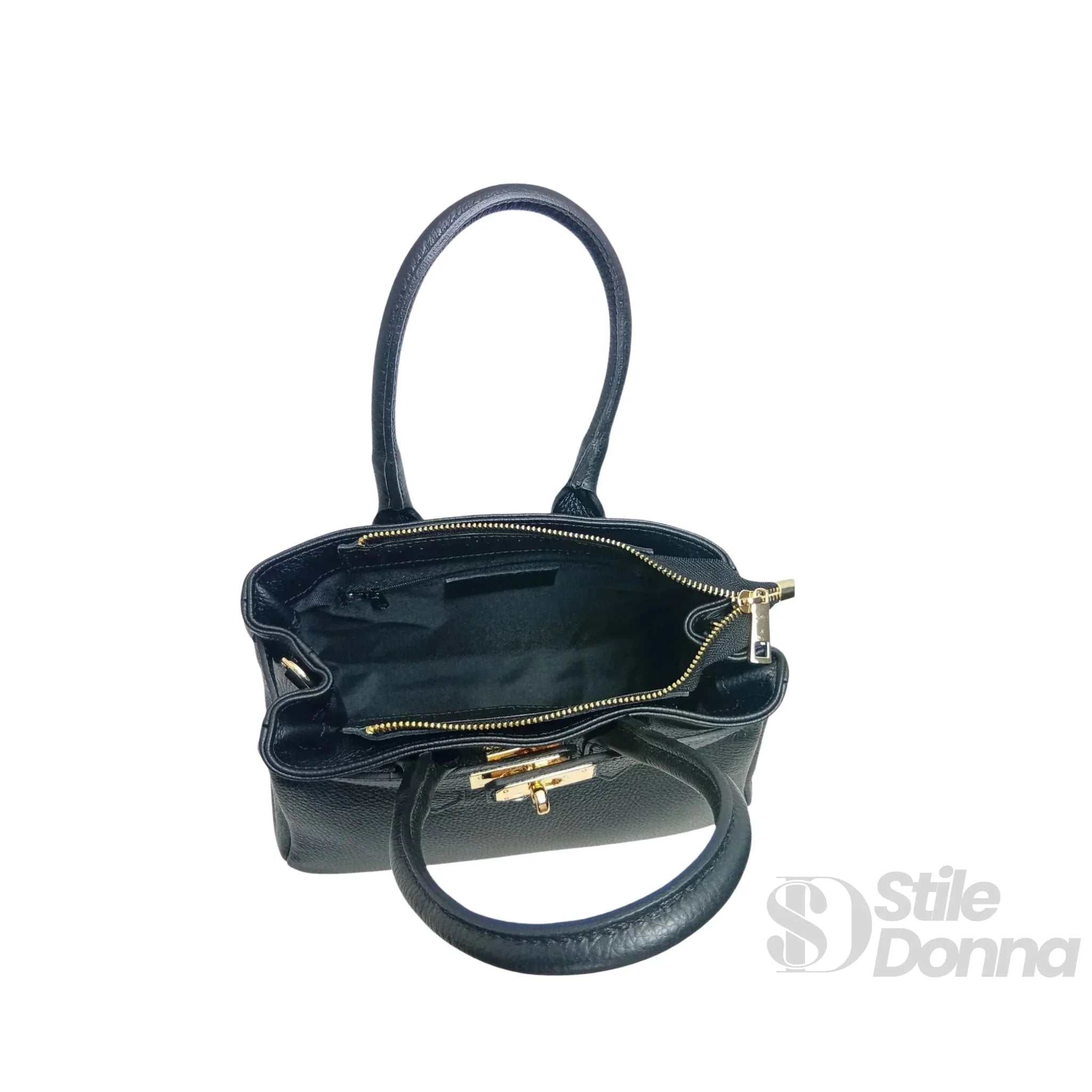 Borsa a Mano in Vera Pelle Made in Italy con Hardware Dorato - Stile Donna Bags