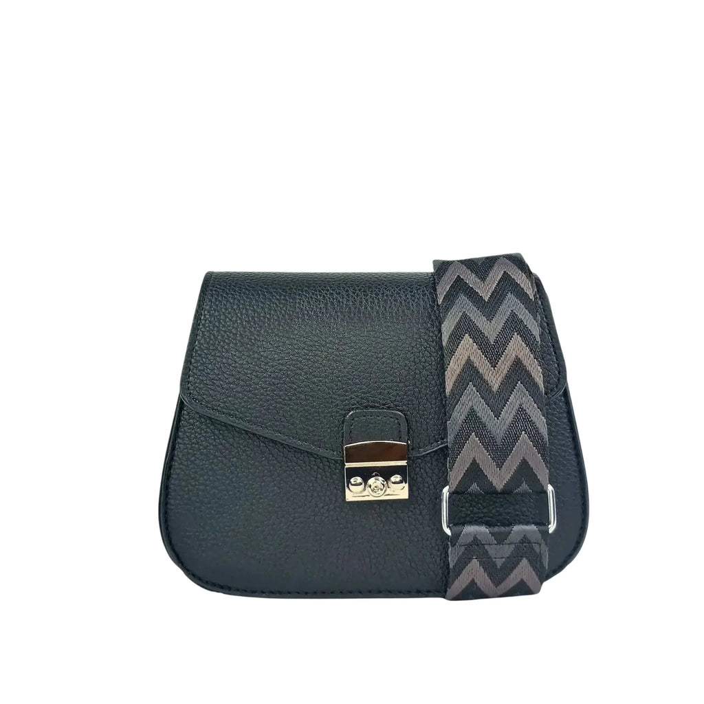 Borsa a Patta in Ecopelle Nera con Chiusura Argento - Stile Donna Bags