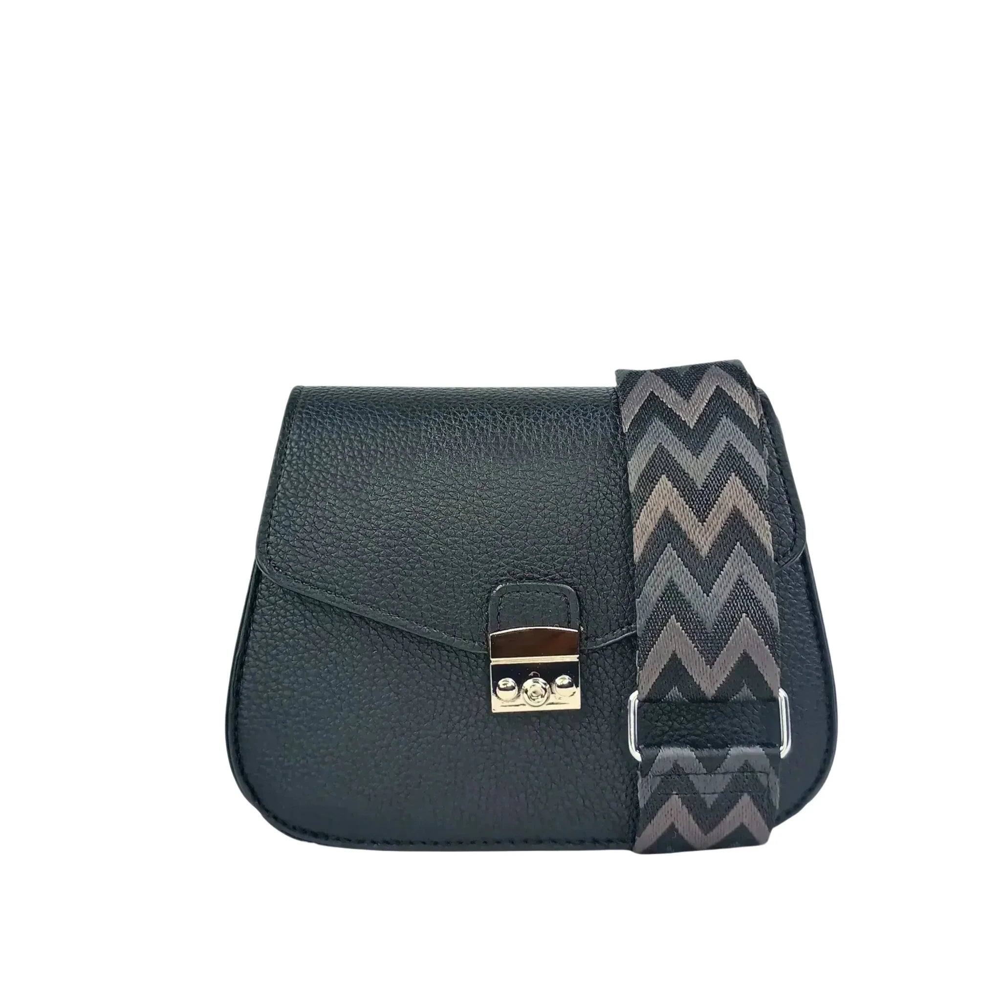 Borsa a Patta in Ecopelle Nera con Chiusura Argento - Stile Donna Bags