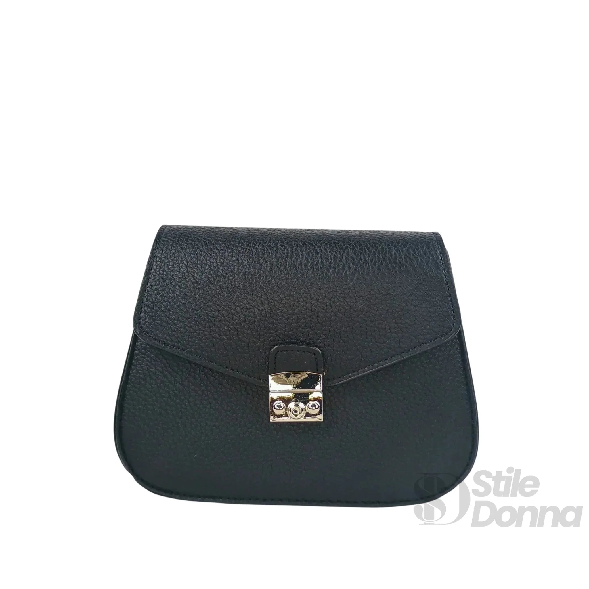 Borsa a Patta in Ecopelle Nera con Chiusura Argento - Stile Donna Bags