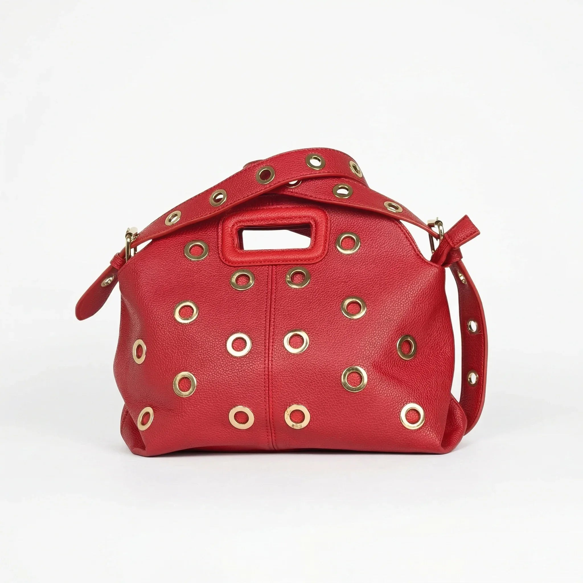 Borsa a Spalla con Occhielli Circolari Dorati in Ecopelle - Stile Donna Bags