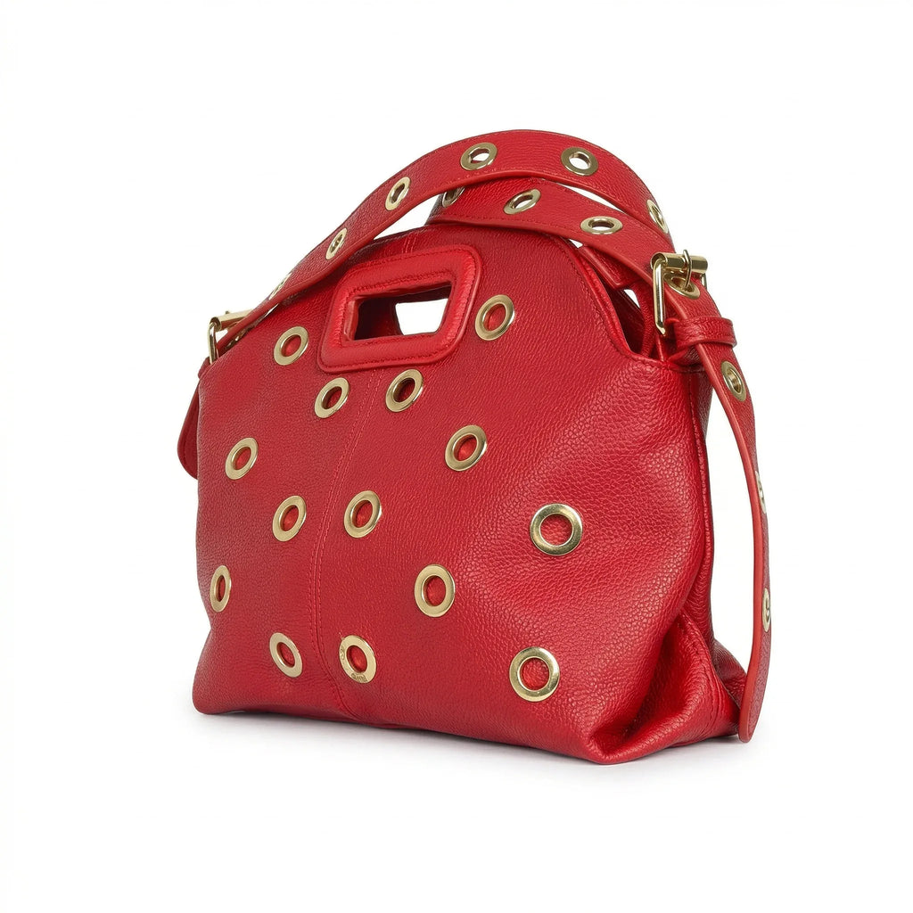 Borsa a Spalla con Occhielli Circolari Dorati in Ecopelle - Stile Donna Bags