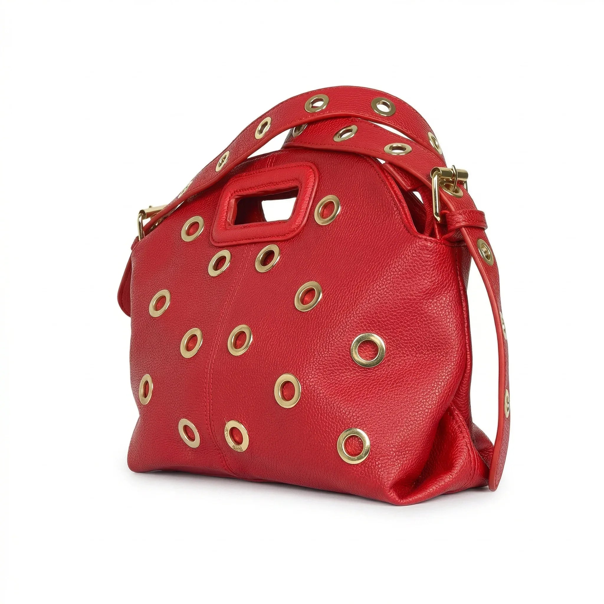 Borsa a Spalla con Occhielli Circolari Dorati in Ecopelle - Stile Donna Bags