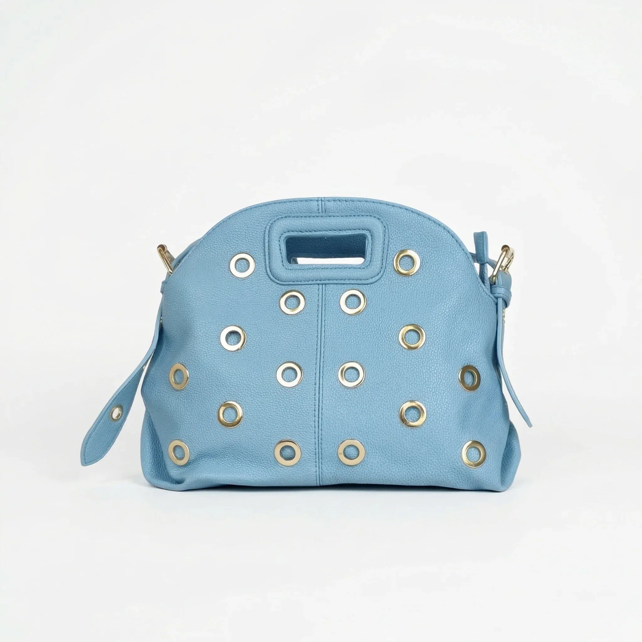 Borsa a Spalla con Occhielli Circolari Dorati in Ecopelle - Stile Donna Bags
