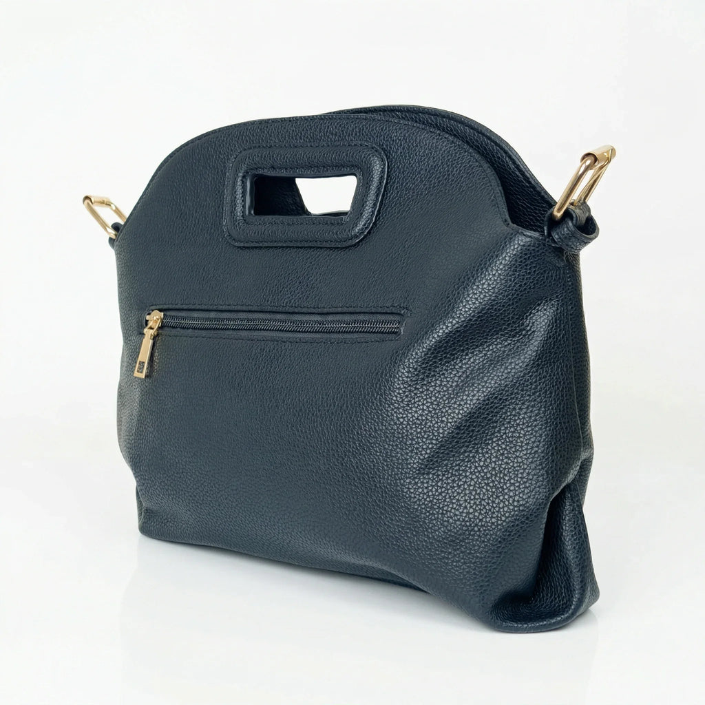 Borsa a Spalla con Occhielli Circolari Dorati in Ecopelle - Stile Donna Bags