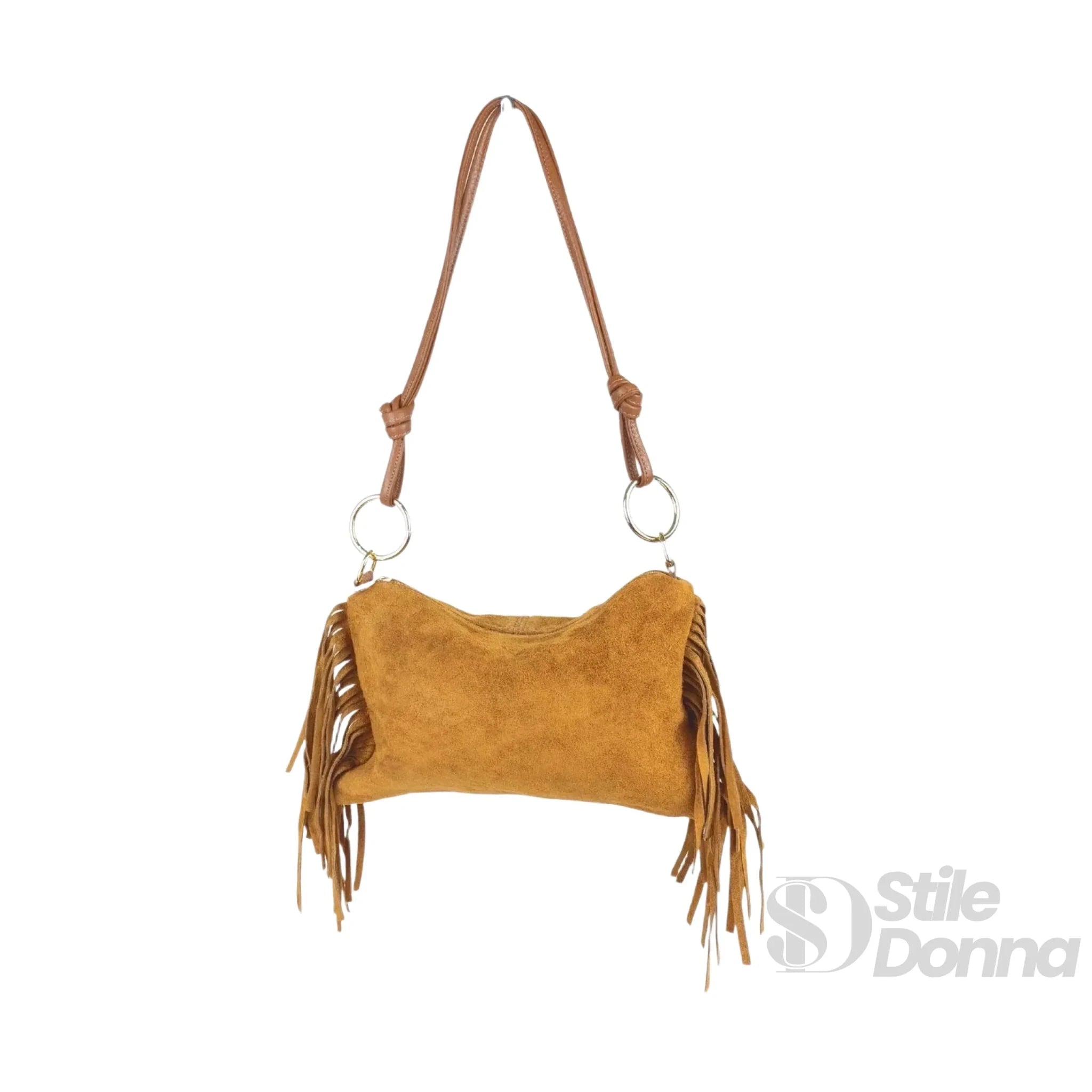 Borsa a Tracolla Camilla Boho in Pelle Scamosciata con Frange - Stile Donna Bags