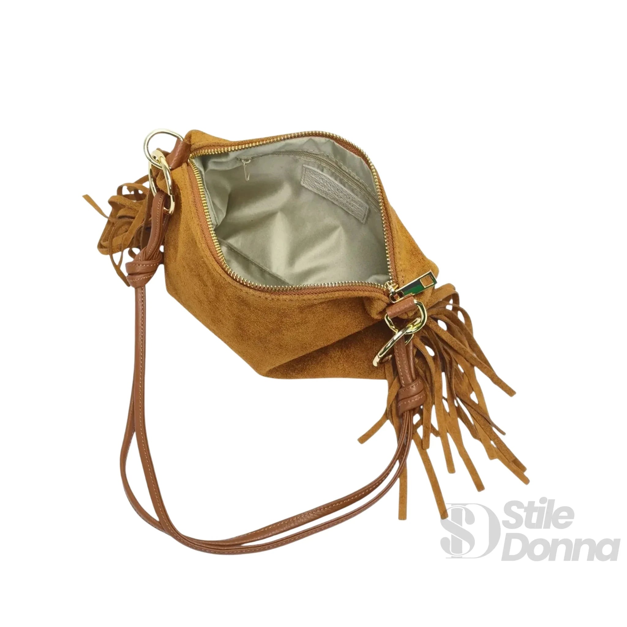 Borsa a Tracolla Camilla Boho in Pelle Scamosciata con Frange - Stile Donna Bags