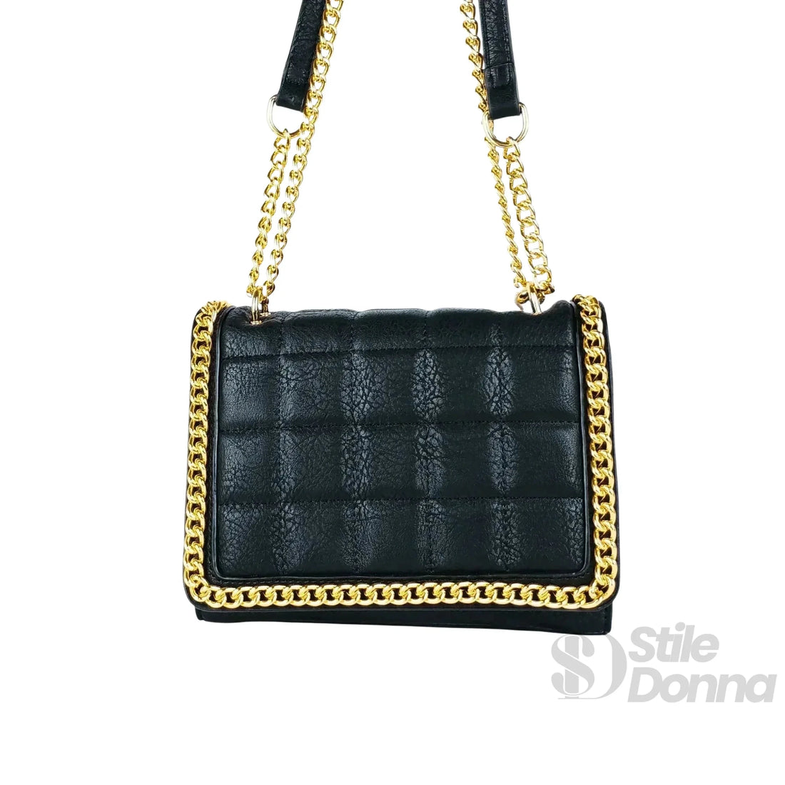 Stile Donna Bags - Borsa Trapuntata Nera con Catena