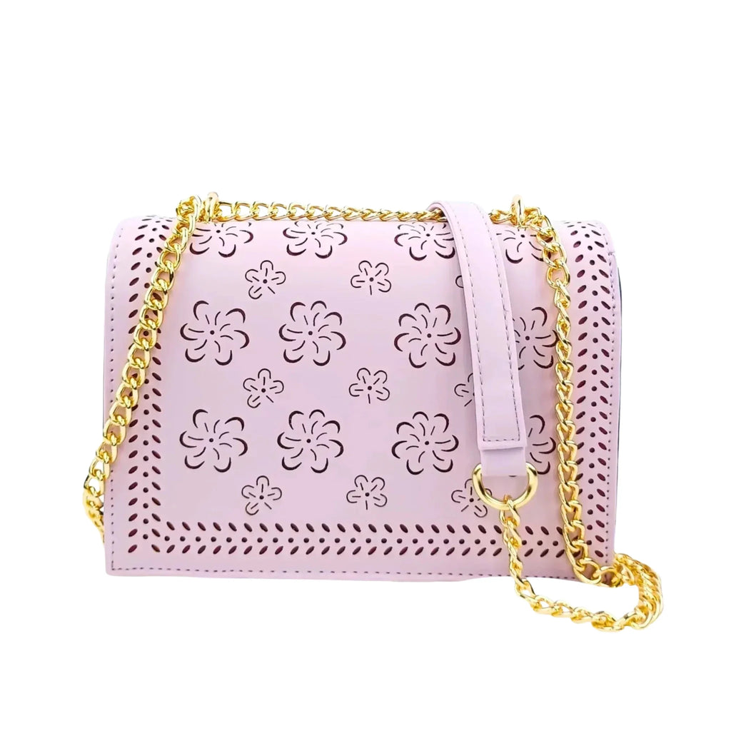 Borsa a Tracolla Viola con Catena Dorata in Ecopelle - Stile Donna Bags