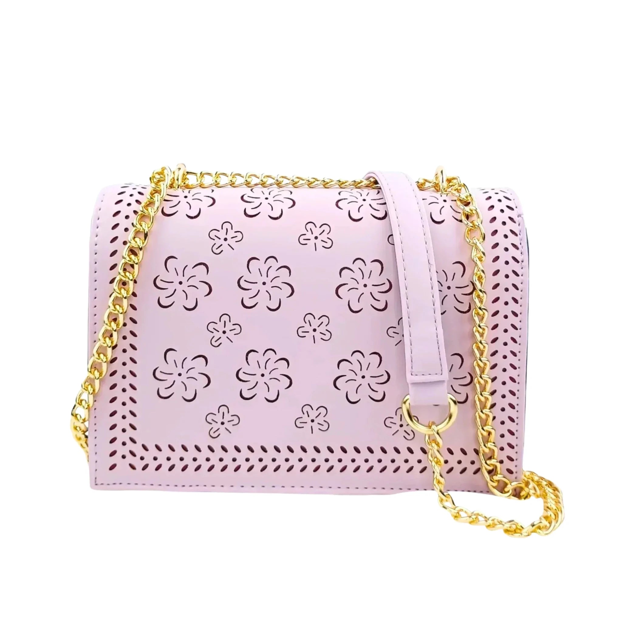 Borsa a Tracolla Viola con Catena Dorata in Ecopelle - Stile Donna Bags