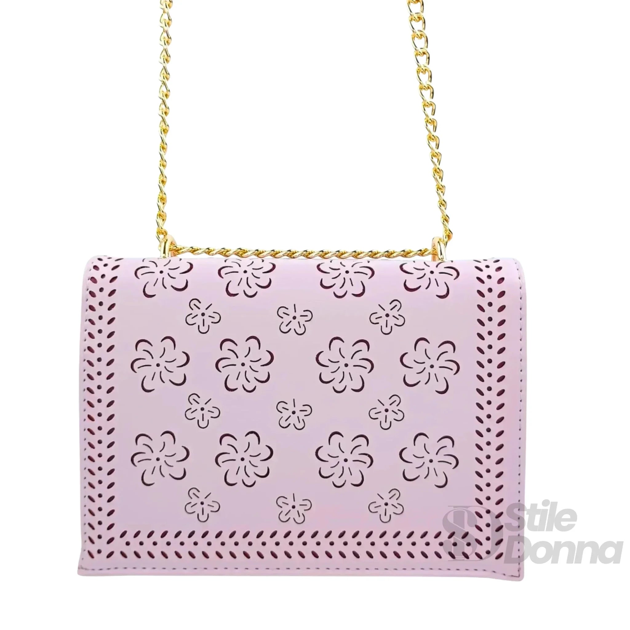 Borsa a Tracolla Viola con Catena Dorata in Ecopelle - Stile Donna Bags