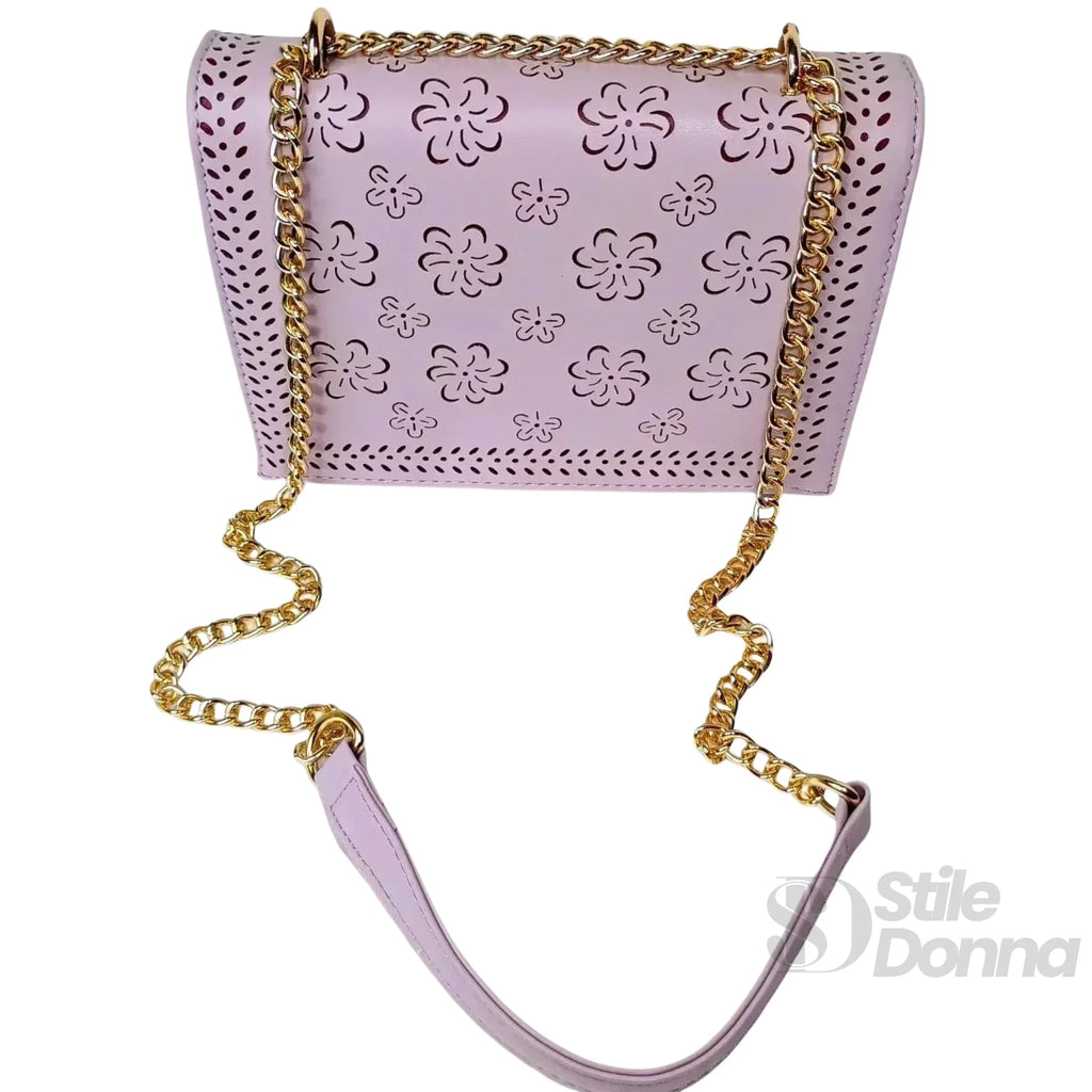 Borsa a Tracolla Viola con Catena Dorata in Ecopelle - Stile Donna Bags