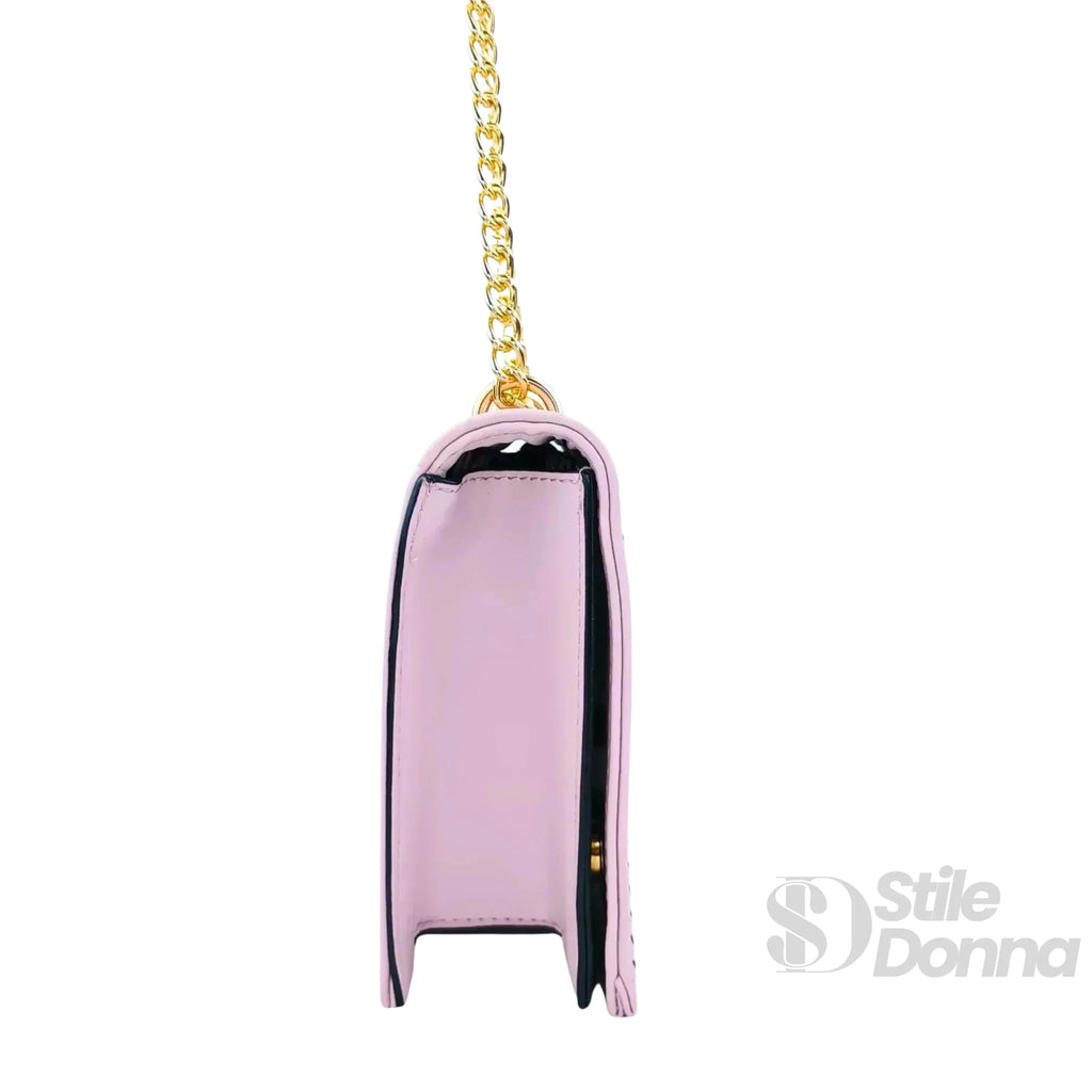 Borsa a Tracolla Viola con Catena Dorata in Ecopelle - Stile Donna Bags