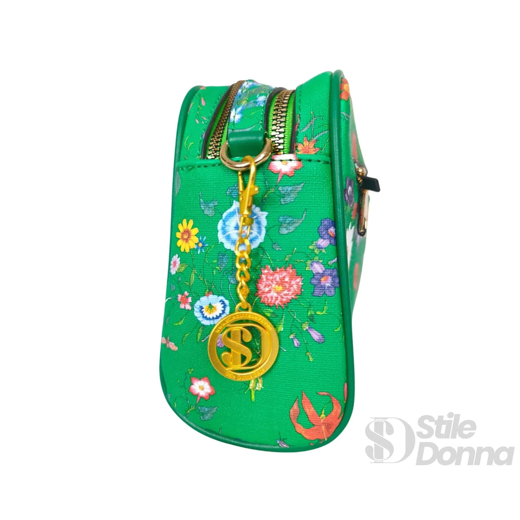 Borsa a Tracolla con Stampa Floreale Verde in Ecopelle - Stile Donna Bags
