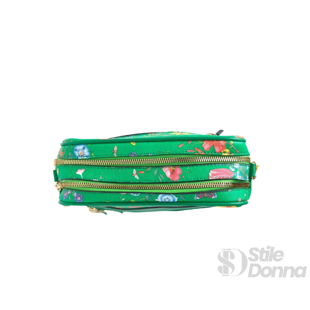 Borsa a Tracolla con Stampa Floreale Verde in Ecopelle - Stile Donna Bags