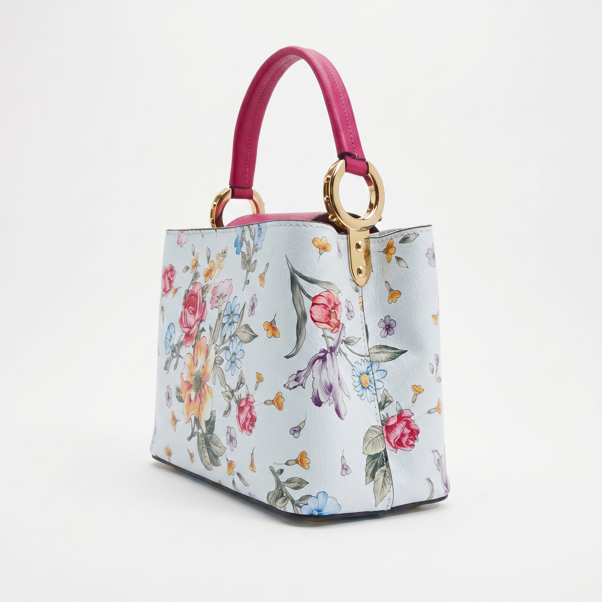Borsa a Tracolla con Stampa Floreale in Vera Pelle Made in Italy - Stile Donna Bags