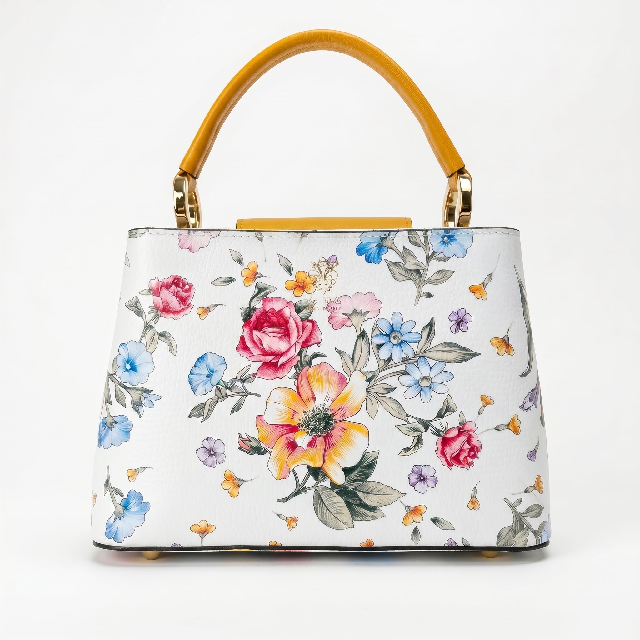 Borsa a Tracolla con Stampa Floreale in Vera Pelle Made in Italy - Stile Donna Bags