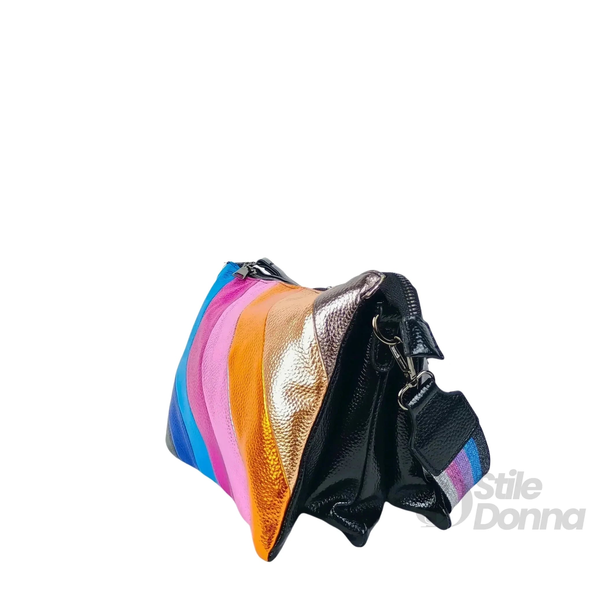 Borsa a Tracolla in Ecopelle Arcobaleno Metallizzata - Stile Donna Bags