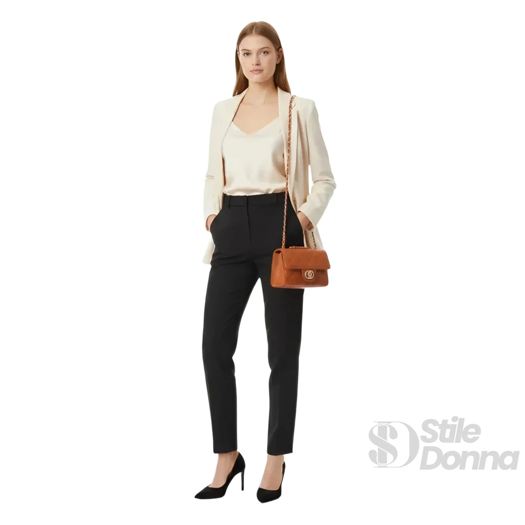 Borsa a Tracolla in Ecopelle Marrone con Catena Oro - Stile Donna Bags