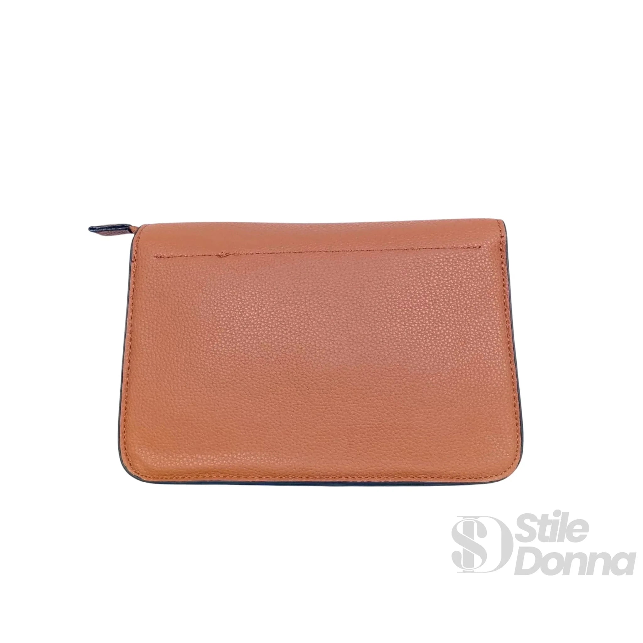 Borsa a Tracolla in Ecopelle Marrone con Chiusura a Girello e Finiture Oro - Stile Donna Bags