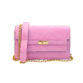 Borsa a Tracolla in Ecopelle Rosa con Struttura Coccodrillo - Stile Donna Bags