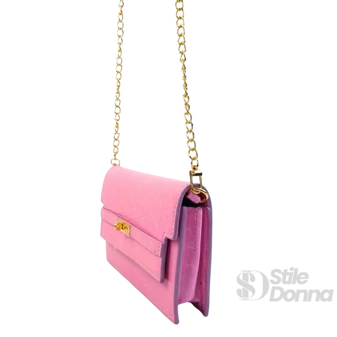 Stile Donna Bags - Bolso Rosa con Efecto Cocodrilo