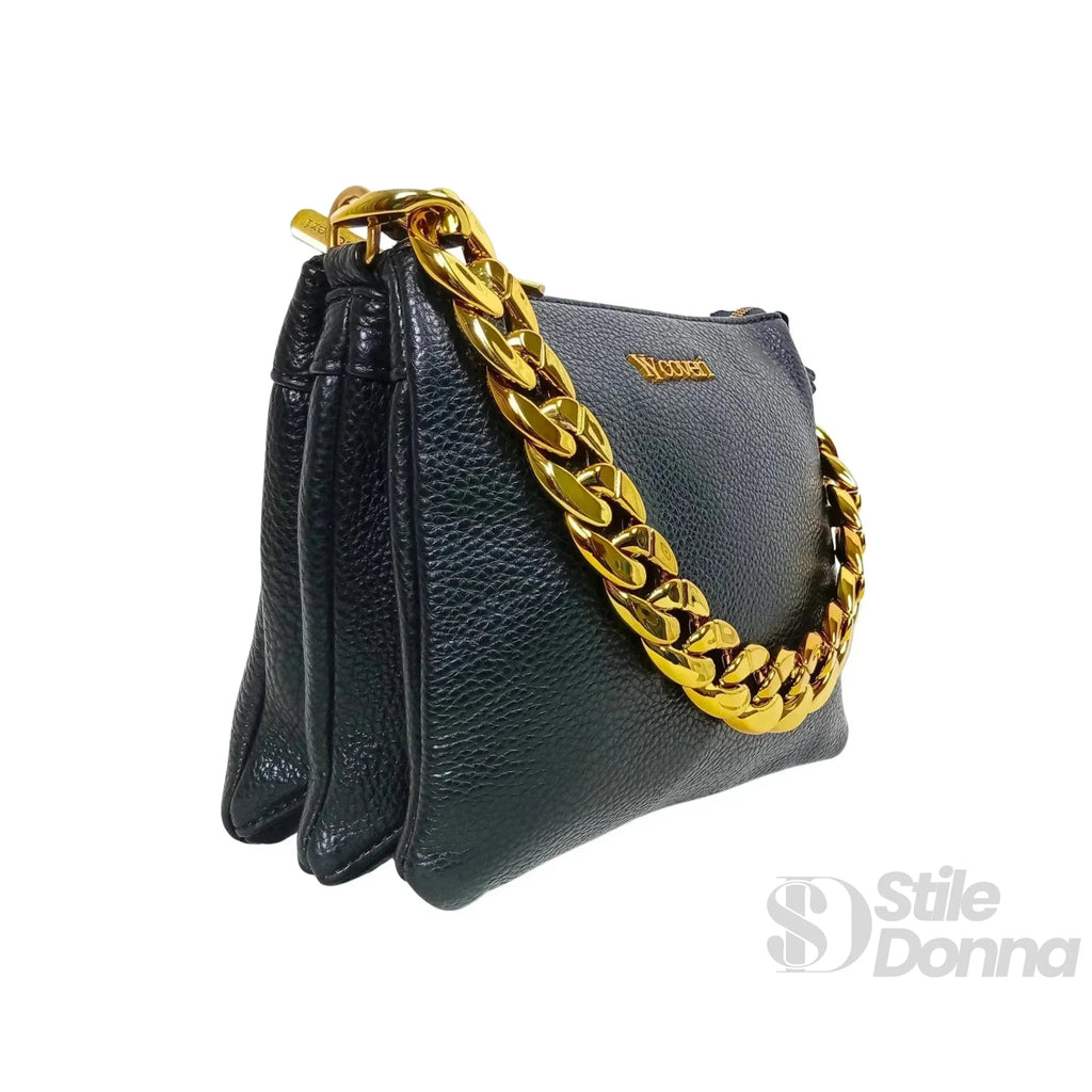 Borsa a Tracolla in Ecopelle con Catena Dorata e Chiusura a Cerniera - Stile Donna Bags