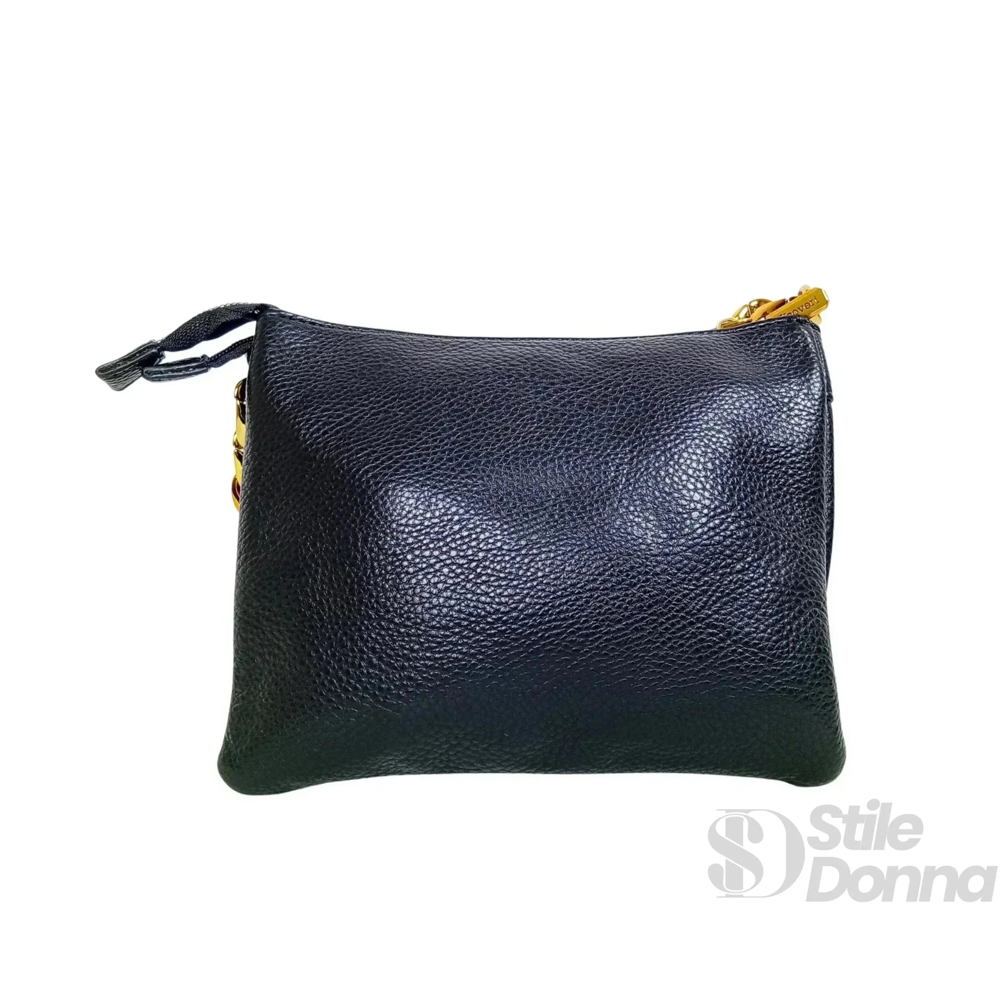 Borsa a Tracolla in Ecopelle con Catena Dorata e Chiusura a Cerniera - Stile Donna Bags