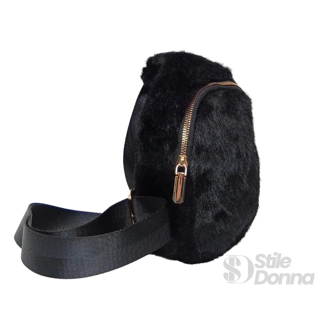 Borsa a Tracolla in Pelliccia Sintetica Morbida per Giorno e Sera - Stile Donna Bags