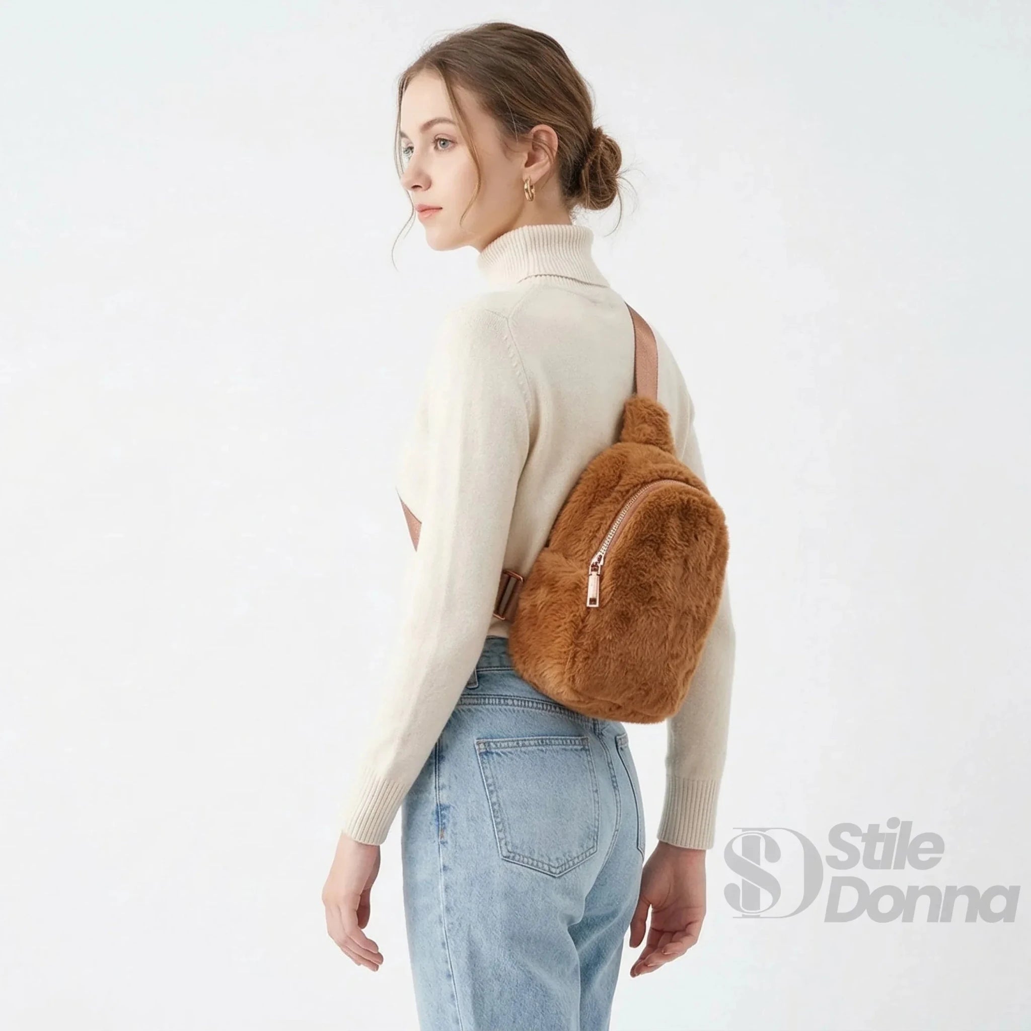 Borsa a Tracolla in Pelliccia Sintetica Morbida per Giorno e Sera - Stile Donna Bags
