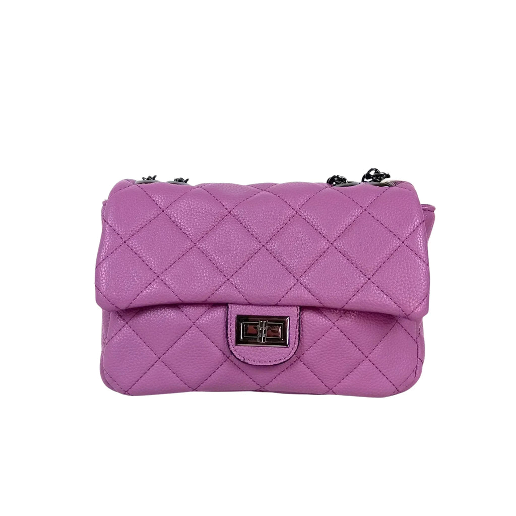 Borsa a Tracolla in Ecopelle con Finiture Argento e Interno Microfibra - Stile Donna Bags