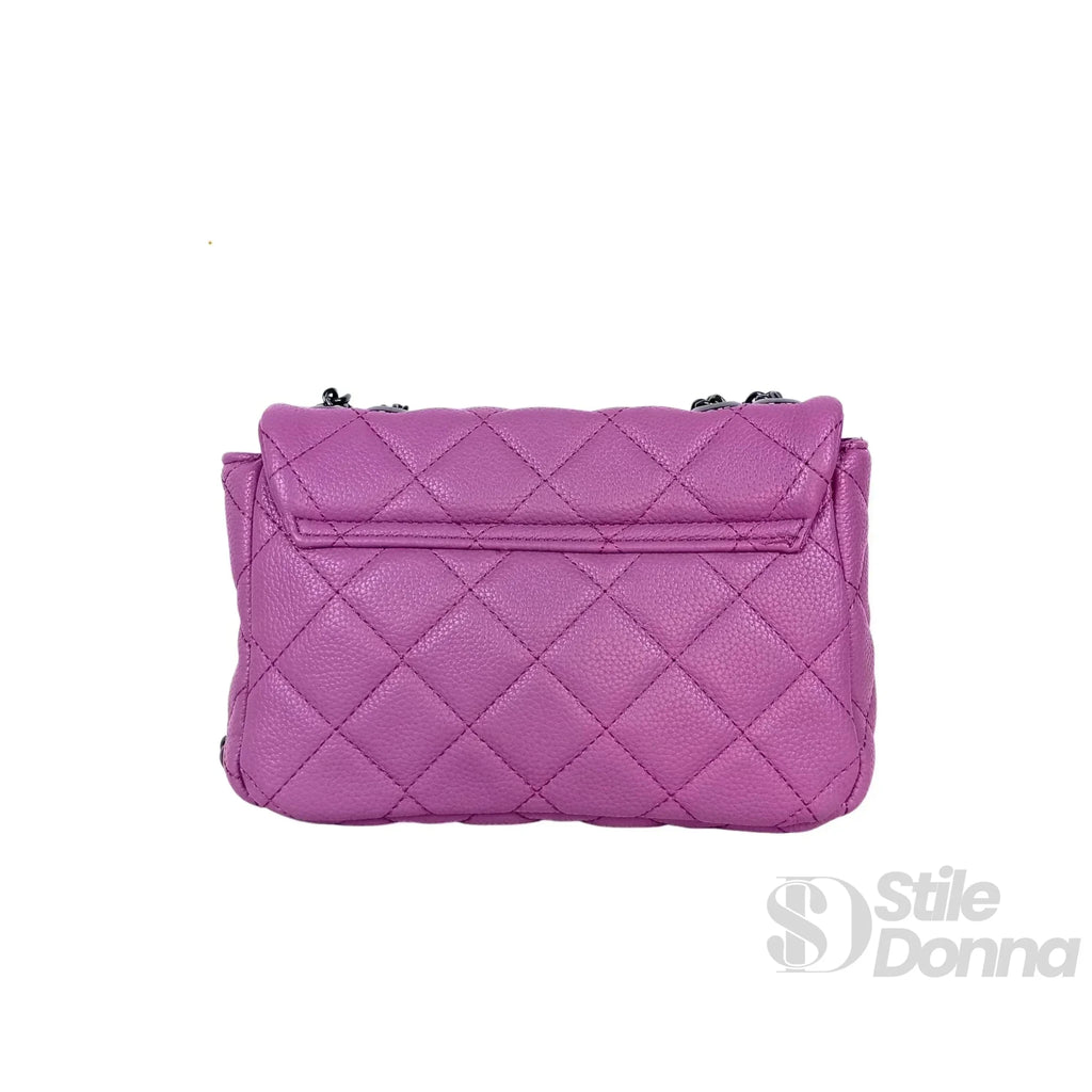 Borsa a Tracolla in Ecopelle con Finiture Argento e Interno Microfibra - Stile Donna Bags