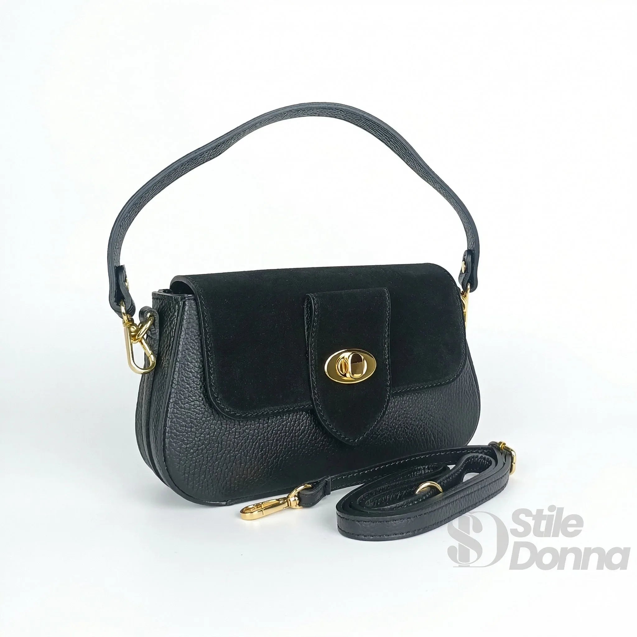 Bella Nova Borsa a Tracolla in Vera Pelle e Camoscio - Stile Donna Bags