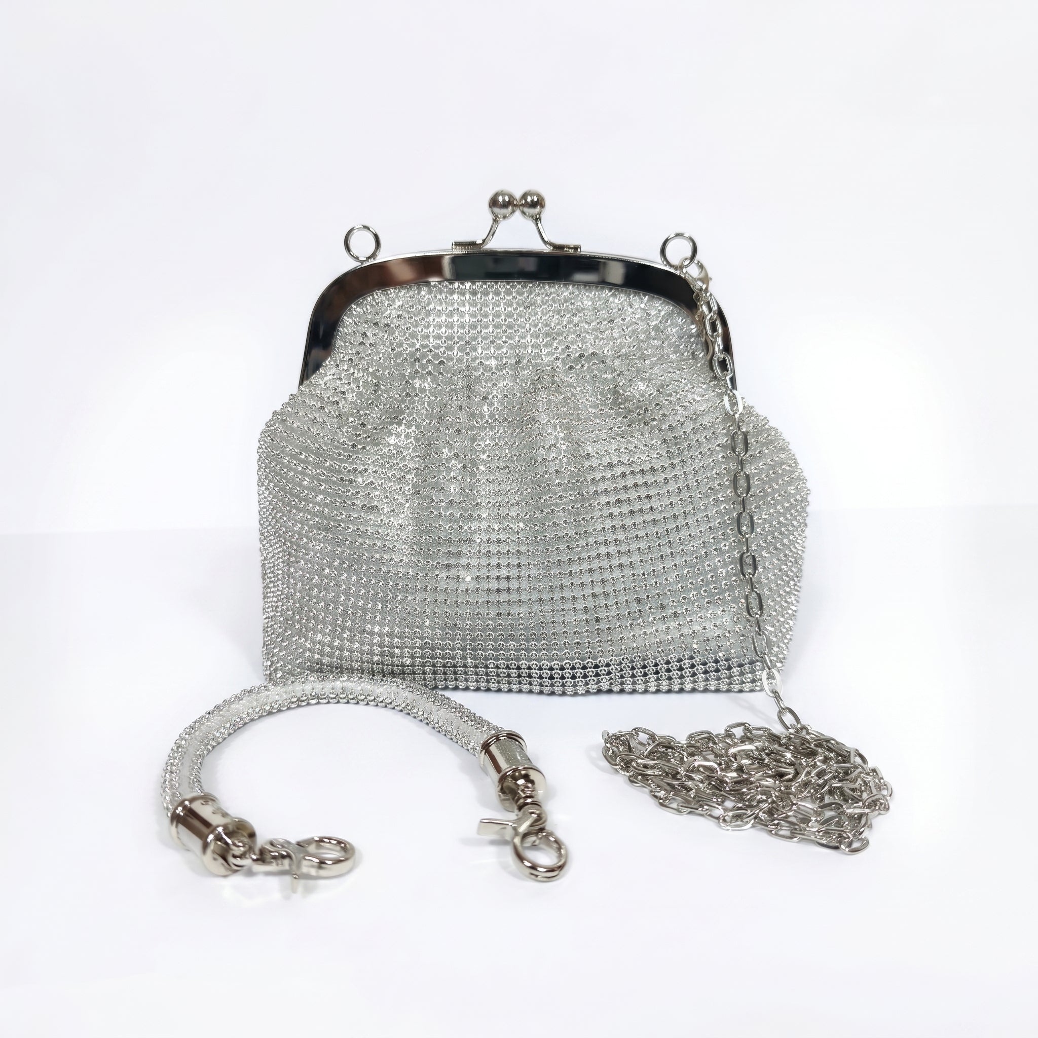 Borsa da Sera in Mesh di Strass Argento - Stile Donna Bags