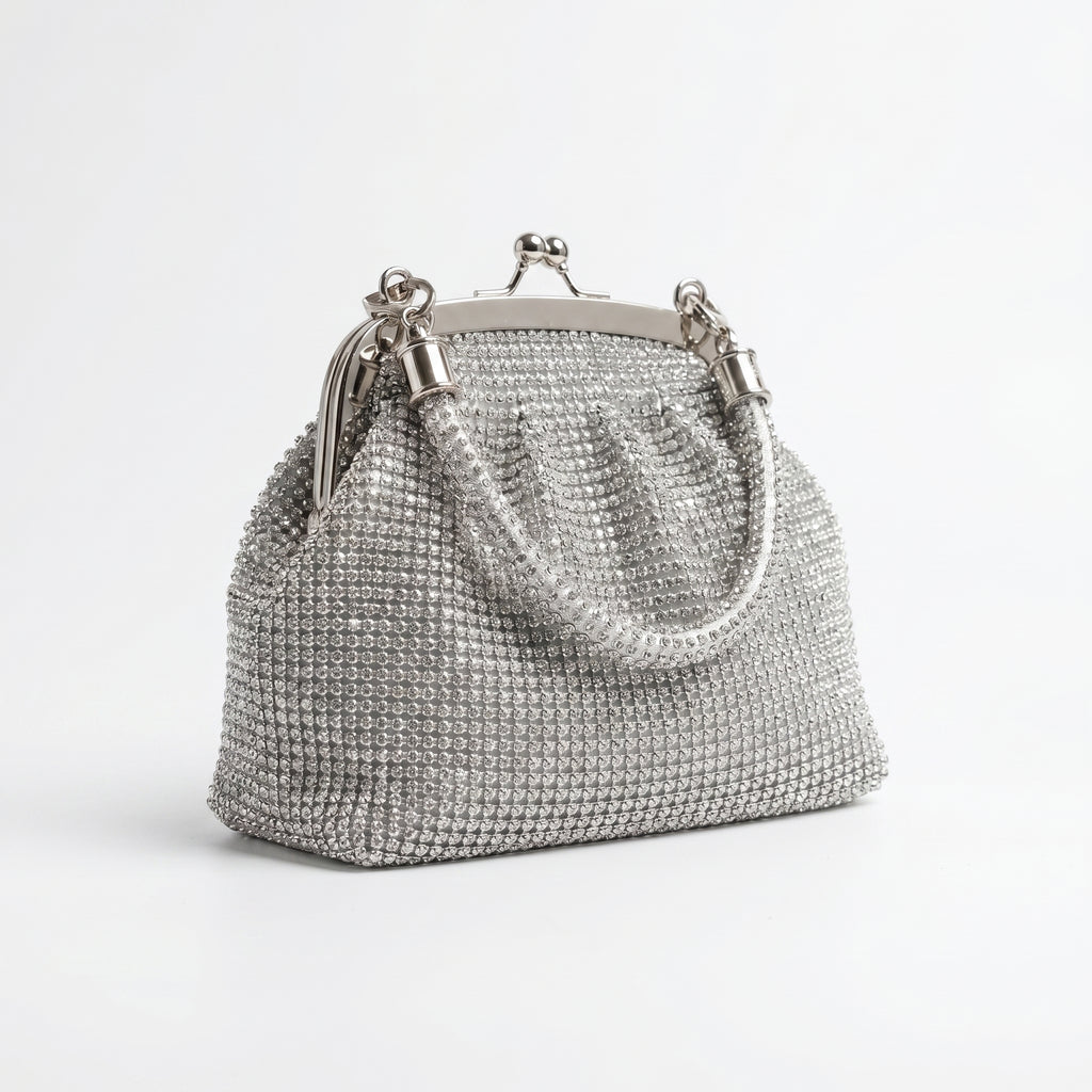 Borsa da Sera in Mesh di Strass Argento - Stile Donna Bags